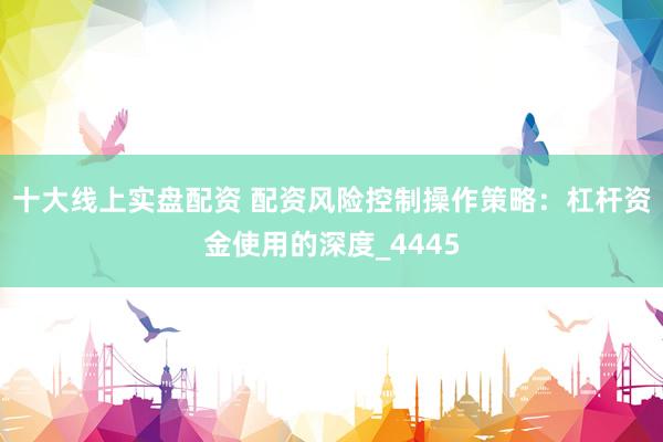 十大线上实盘配资 配资风险控制操作策略：杠杆资金使用的深度_4445