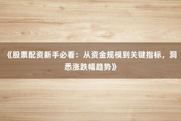《股票配资新手必看：从资金规模到关键指标，洞悉涨跌幅趋势》