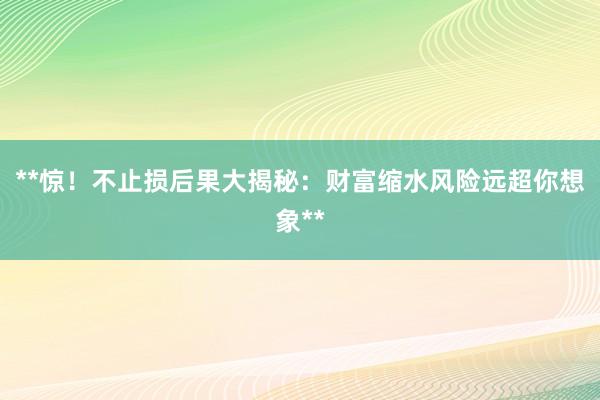 **惊！不止损后果大揭秘：财富缩水风险远超你想象**